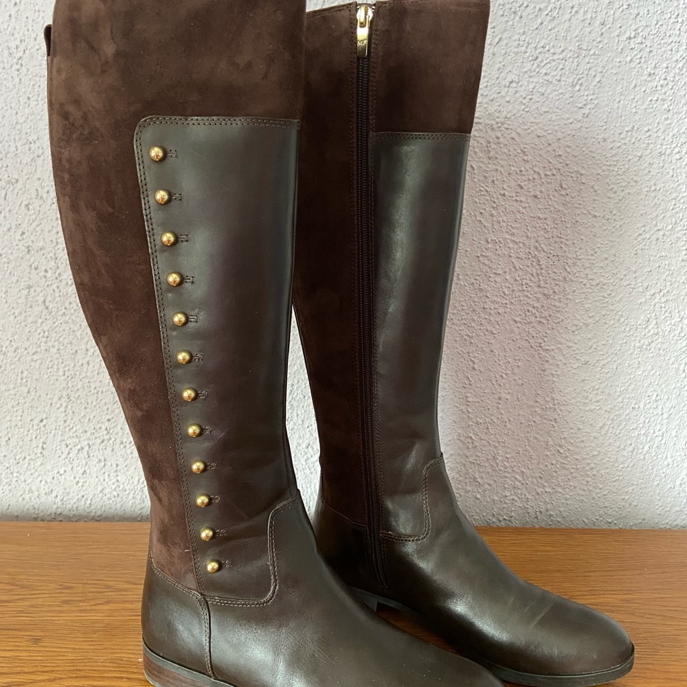 Brand New Marc Fisher (Damiyu) Brown Leather/Suede Riding Boots Size 6.5